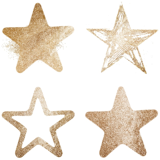 Conjunto de iconos de estrellas png de brillo dorado