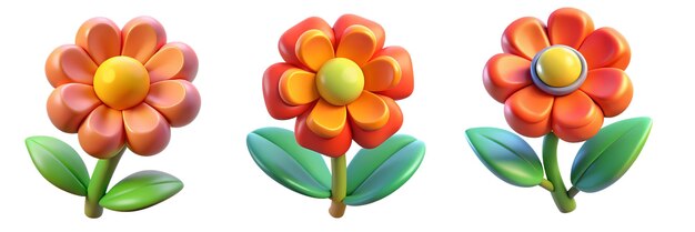 Foto conjunto de iconos florales 3d con gradiente vibrante perfecto para aplicaciones de diseño web y proyectos creativos