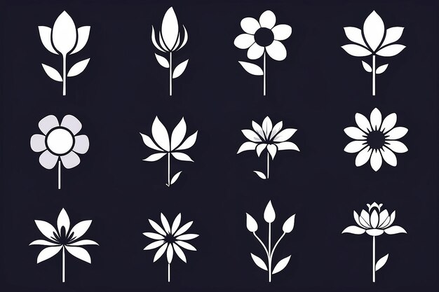 Conjunto de iconos de flores minimalistas