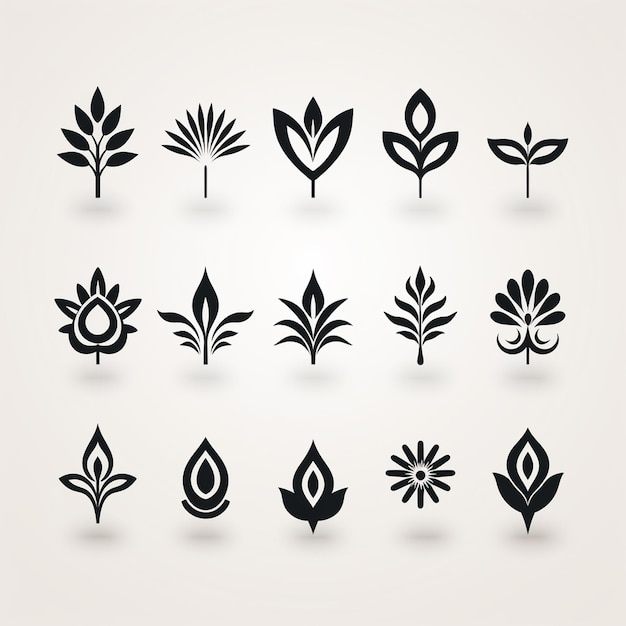 Foto conjunto de iconos de hojas elementos de diseño vectorial para diseño gráfico y web