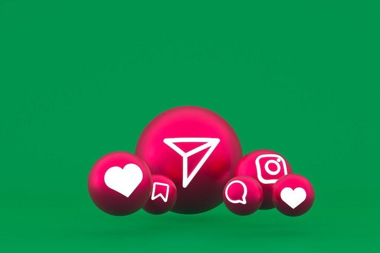 Foto conjunto de iconos de instagram representación 3d sobre fondo verde