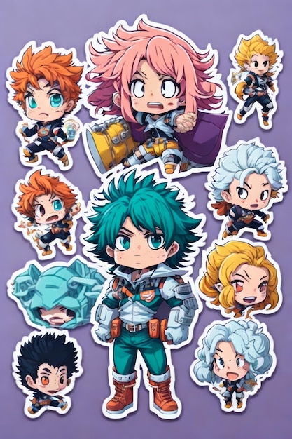 Conjunto de iconos de My Hero Academia Deku All Might UA High School