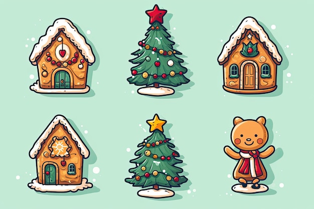 Conjunto de iconos de Navidad de patrones sin fisuras