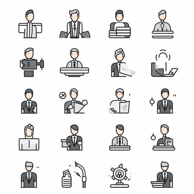 Foto un conjunto de iconos de personas de negocios en un estilo lineal generativo ai