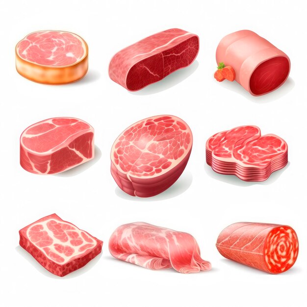 Conjunto de iconos de platos de carne