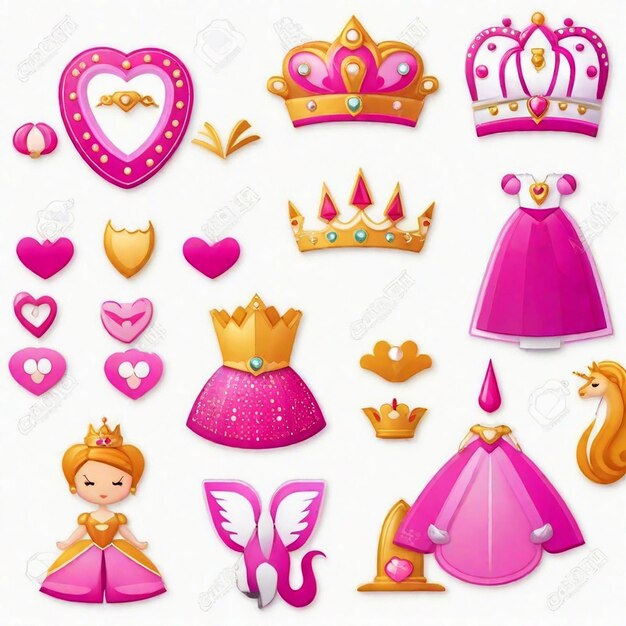 Foto conjunto de iconos de la princesa