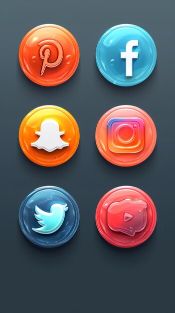 Foto un conjunto de iconos de redes sociales en 3d