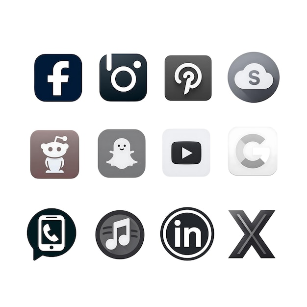 Foto un conjunto de iconos de redes sociales