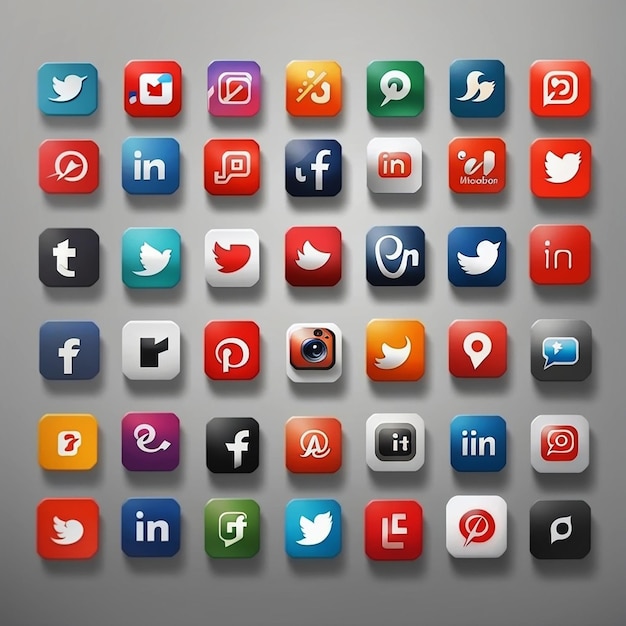 Foto conjunto de iconos de redes sociales