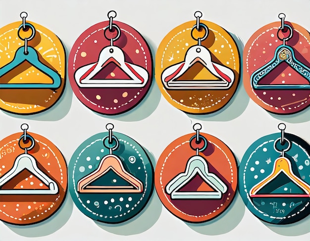 Conjunto de iconos de signos colgantes en etiquetas circulares aisladas en vector de fondo blanco