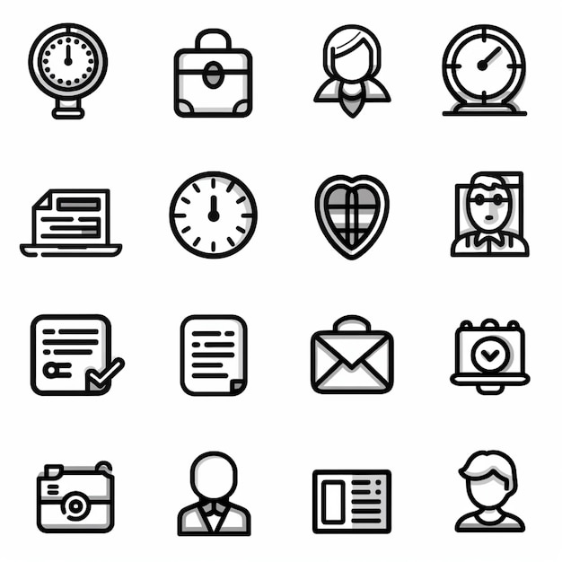 conjunto de iconos de trabajo, como la carrera laboral, la búsqueda de empleo, el reclutamiento de personas y más