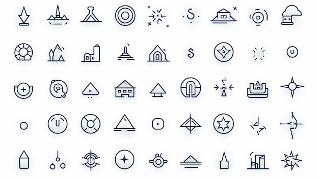 un conjunto de iconos de varios tipos y formas generativos ai