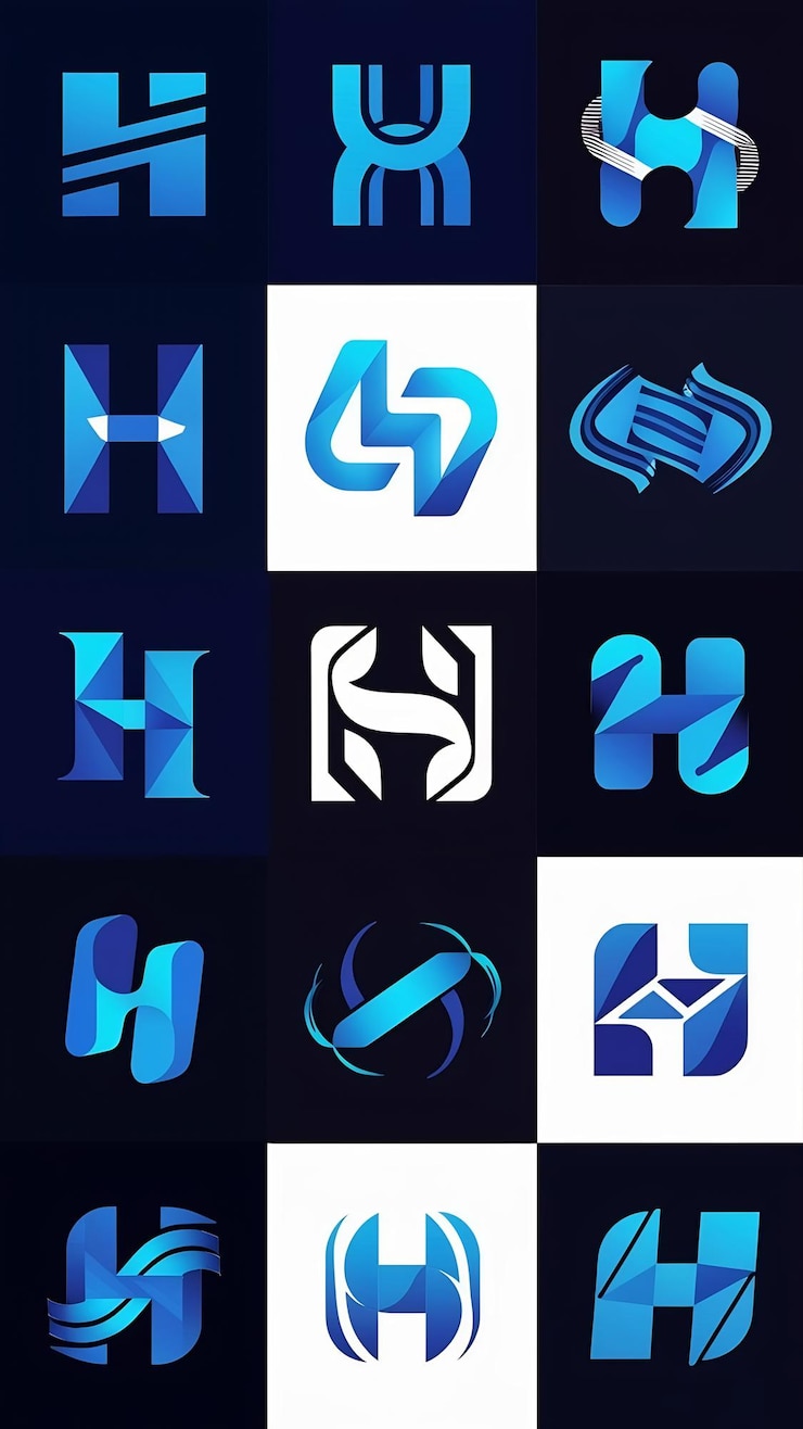 Foto conjunto de ideas de logotipo de la letra h símbolos de marca signos vectoriales planos