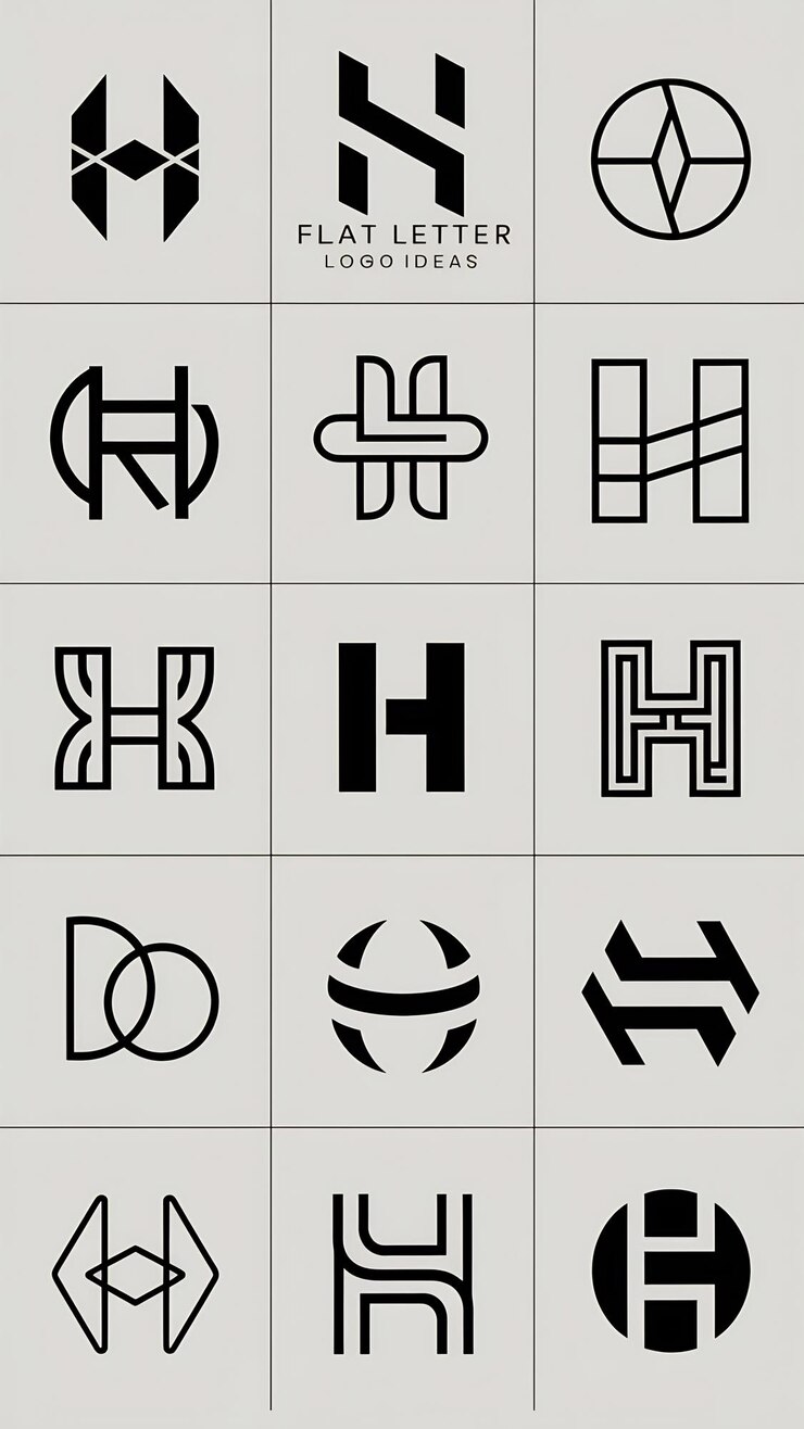Foto conjunto de ideas de logotipo de la letra h símbolos de marca signos vectoriales planos