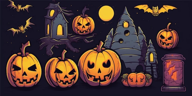 conjunto de ilustración de fondo de halloween