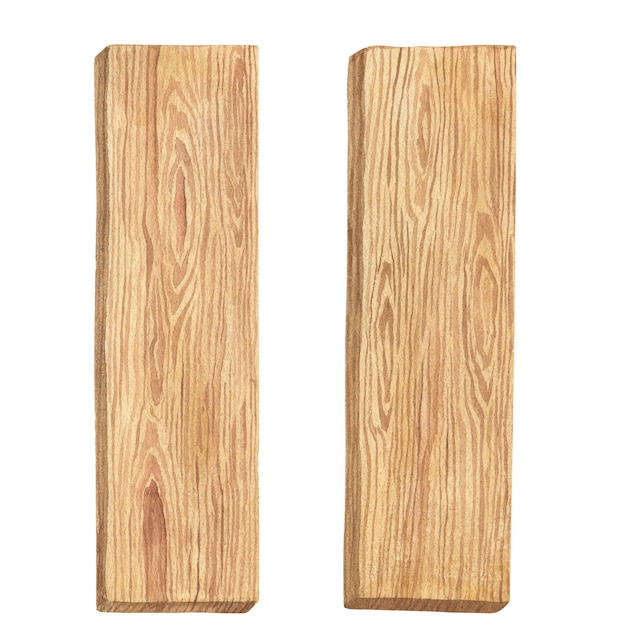 Conjunto de ilustraciones en acuarela de la textura de la madera Tablas de madera o punteros aislados Hecho a mano