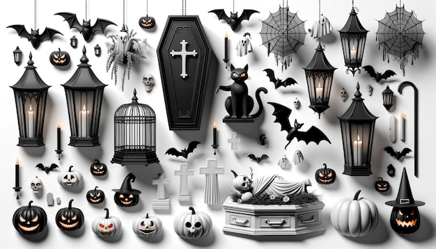 conjunto de ilustraciones de artículos de Halloween