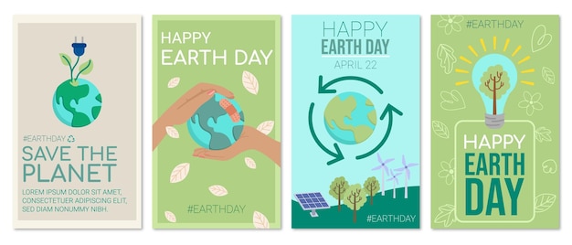 Conjunto de ilustraciones para el Día de la Tierra Día Internacional de la Tierra Ecología y protección del medio ambiente