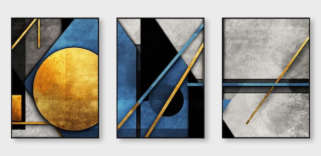 Un conjunto de impresiones artísticas abstractas Obras de arte abstractas creativas modernas Impresión en color dorado