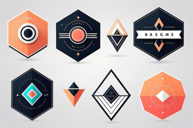 Foto conjunto de insignias geométricas de diseño minimalista de moda vectorial eps10
