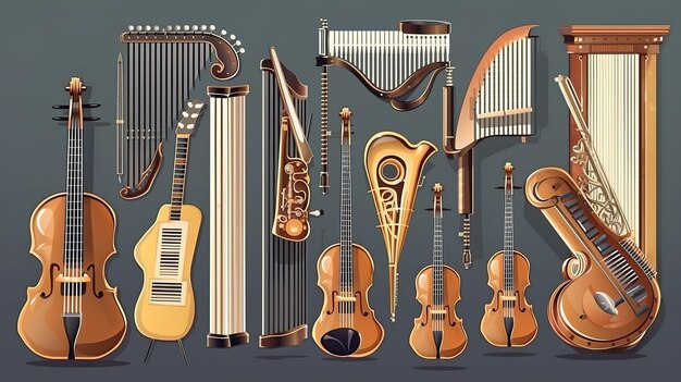 Conjunto con instrumentos musicales Generative Ai
