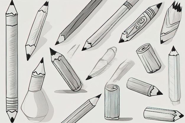 conjunto de lápices de acuarela dibujado a mano ilustración vectorial