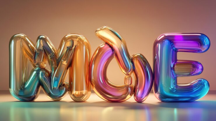Foto un conjunto de letras 3d con un aspecto de cristal líquido con superficies brillantes y vibrantes
