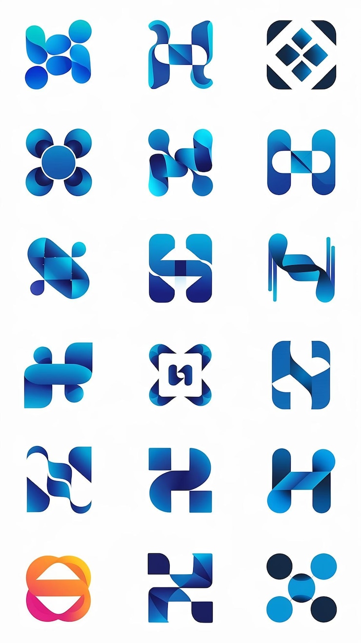 Foto conjunto de letras h abstractas ideas de logotipo para la marca de la empresa signos símbolos diseño plano