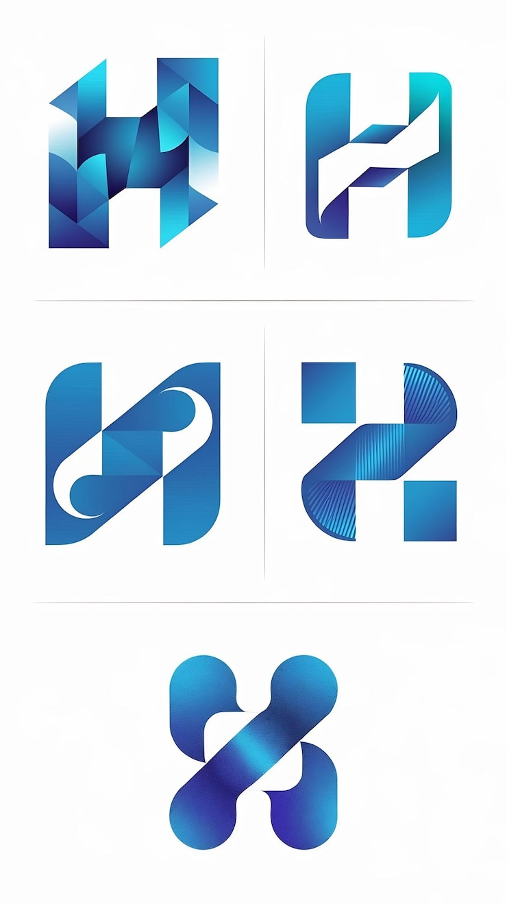 Foto conjunto de letras h abstractas ideas de logotipo para la marca de la empresa signos símbolos diseño plano