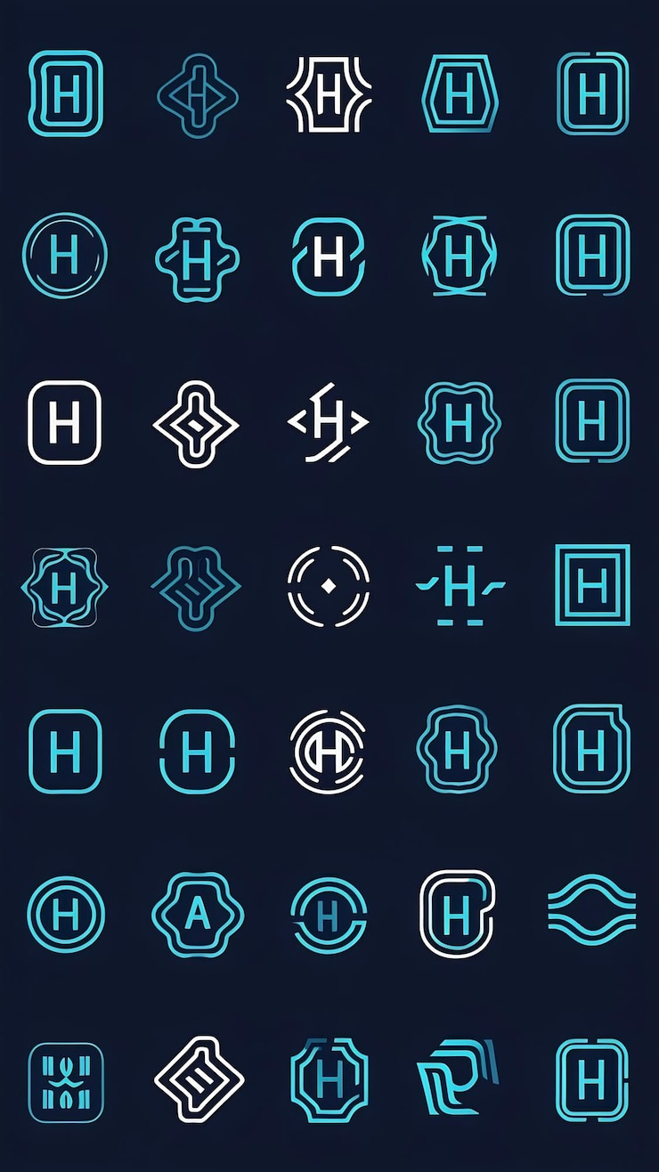 Foto conjunto de letras h abstractas ideas de logotipo para la marca de la empresa signos símbolos diseño plano