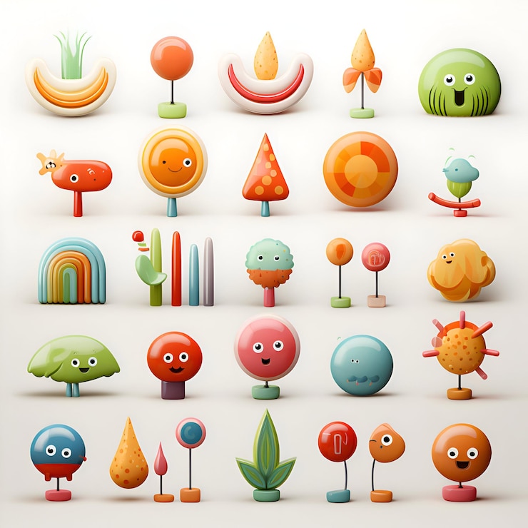 Foto conjunto de lindos y coloridos personajes de dibujos animados ilustración vectorial para su diseño