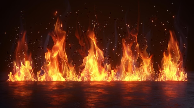 Conjunto de llamas de fuego realistas