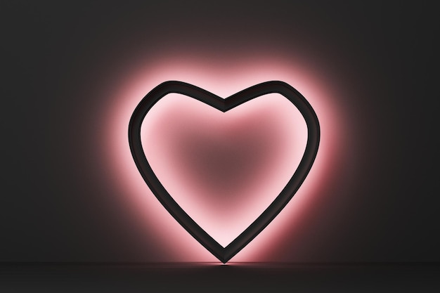 Conjunto de logotipos de corazón rojo y negro Gradiente de arte de línea y plantillas de diseño plano Rendering 3D