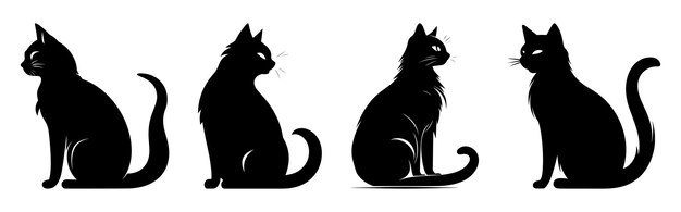 Foto un conjunto de logotipos vectoriales con una silueta negra de un gato diseñado para una marca elegante y moderna