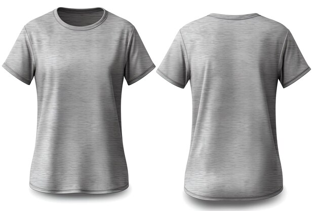 Foto conjunto de maqueta realista de camiseta masculina gris desde la vista frontal y posterior