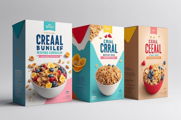 Foto conjunto de maquillas de cajas de cereales