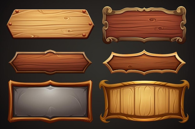 un conjunto de marcos de madera con un marco de madera y un marco de madeira.