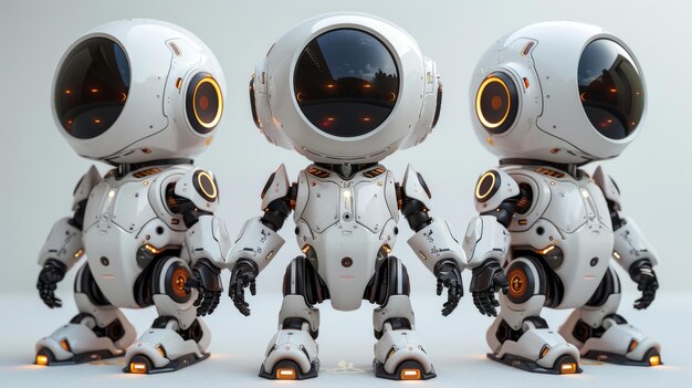 Foto conjunto de mascotas robot blancas