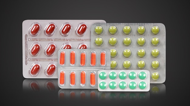 Conjunto médico con pastillas.