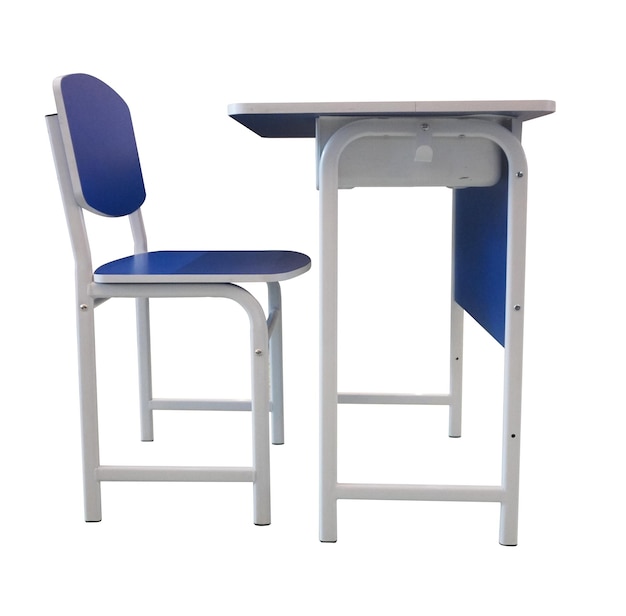 Conjunto de mesa azul con fondo blanco
