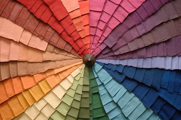 Conjunto de muestras de telas coloridas para el diseño de paraguas creadas con IA generativa