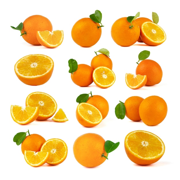 Conjunto de naranja aislado en fondo blanco