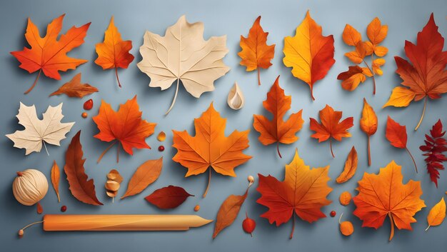 Foto conjunto de otoño abstracto vectorial conjunto de elementos decorativos de otoño para su diseño