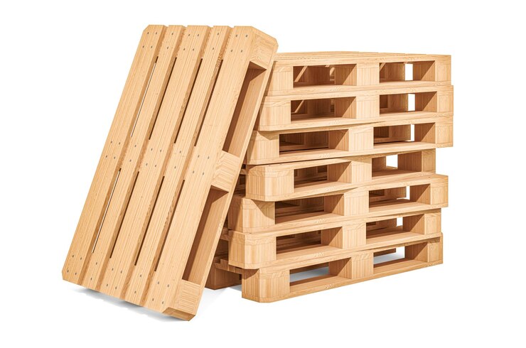 Conjunto de palets de madera renderizado 3D