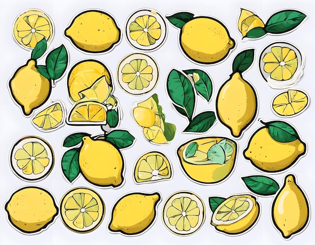 Conjunto de pegatinas Fresh Lemon Cat