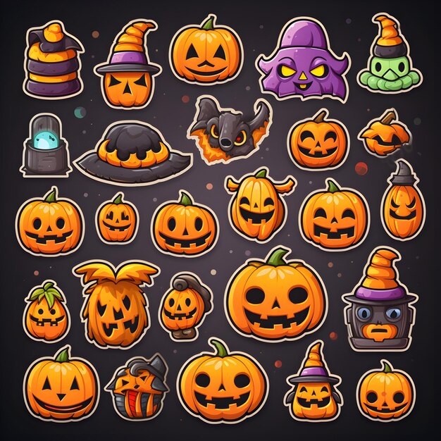 Conjunto de pegatinas de Halloween generadas por ai