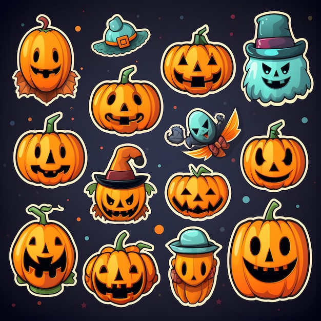 Conjunto de pegatinas de Halloween generadas por ai