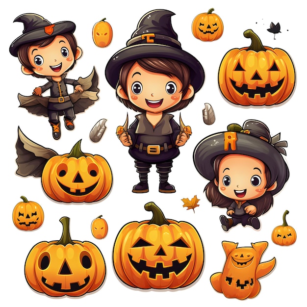 Conjunto de pegatinas de Halloween generadas por ai