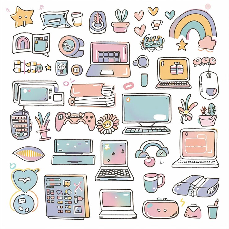 Foto conjunto de pegatinas para planificadores de portátiles