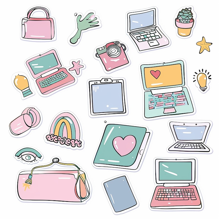 Foto conjunto de pegatinas para planificadores de portátiles
